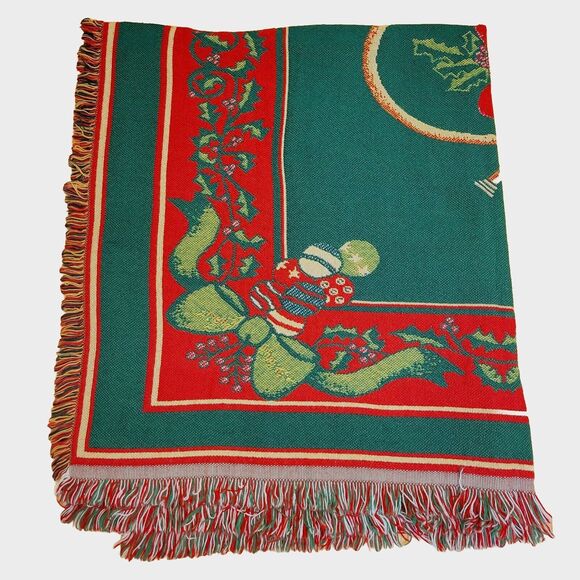 Beacon French Horn Bows Ornament Christmas Design Tapestry Throw Blanket - Picture 3 of 6